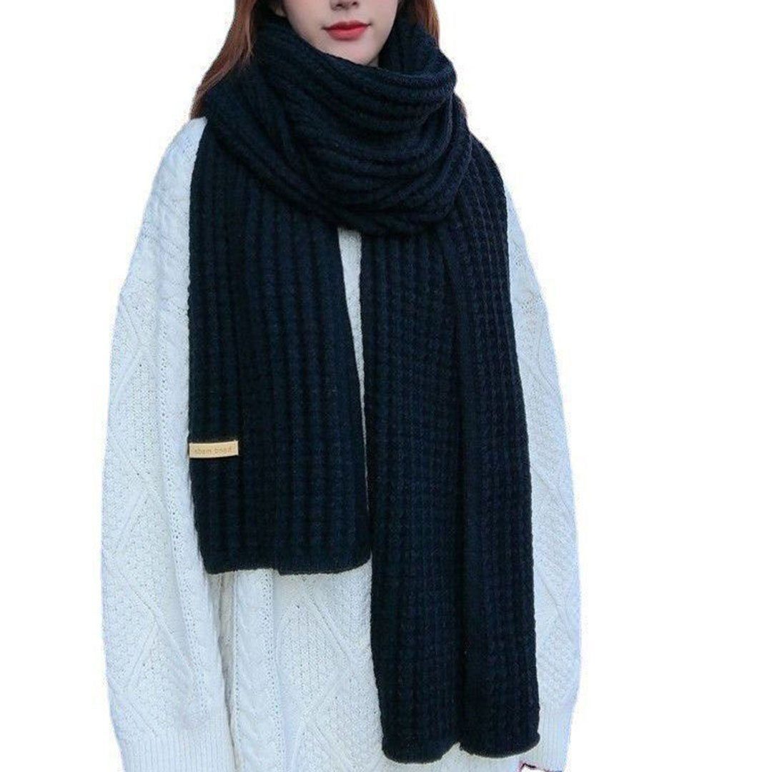 schwarz Winter Halstuch AUKUU warmer Damen Schal einfarbiger Strickschal Schal