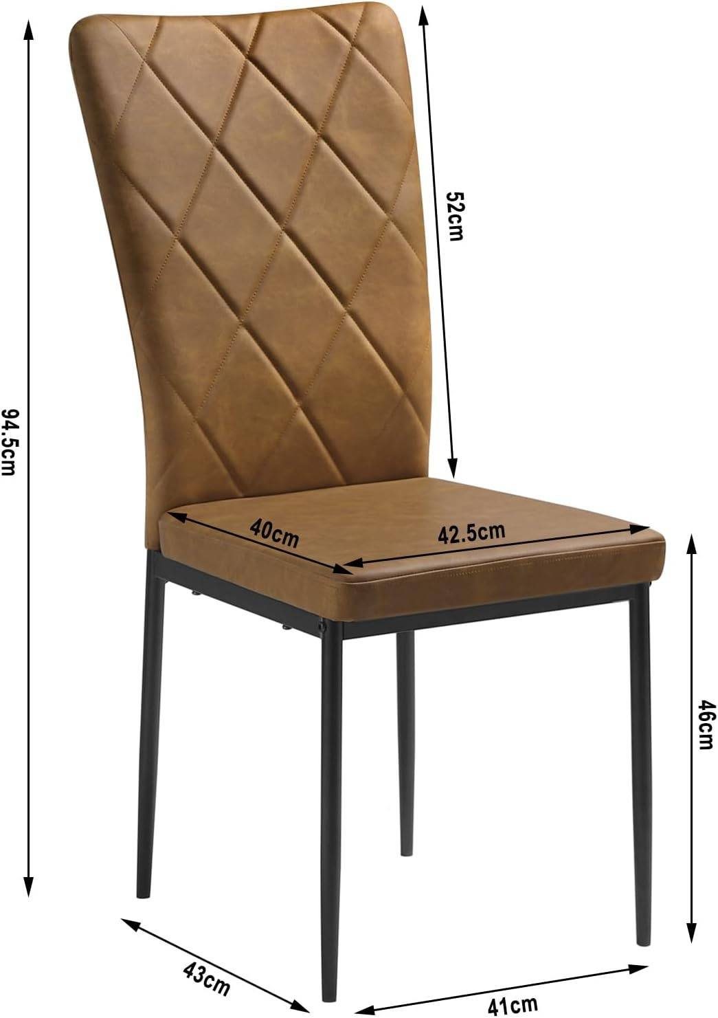 Woltu Esszimmerstuhl (Set, 4 St), Küchenstuhl Kunstleder, mit hoher Rückenlehne