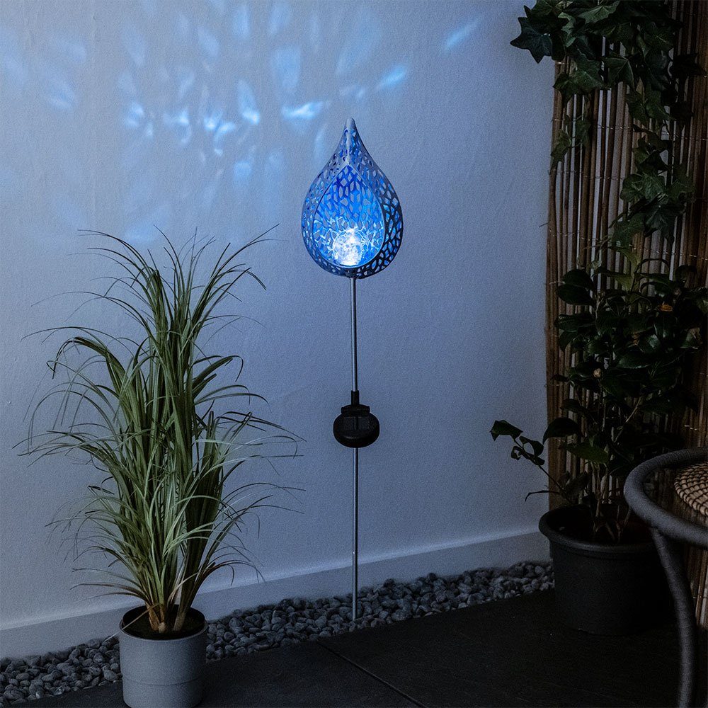 etc-shop LED Solarleuchte, Solar Fackeln Gartendeko verbaut, fest LED-Leuchtmittel Steckleuchten Kaltweiß, Flamme Solarleuchte