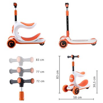 Lorelli Cityroller Kinderroller Trio 2 in 1, Laufrad leuchtende Räder verstellbar klappbar