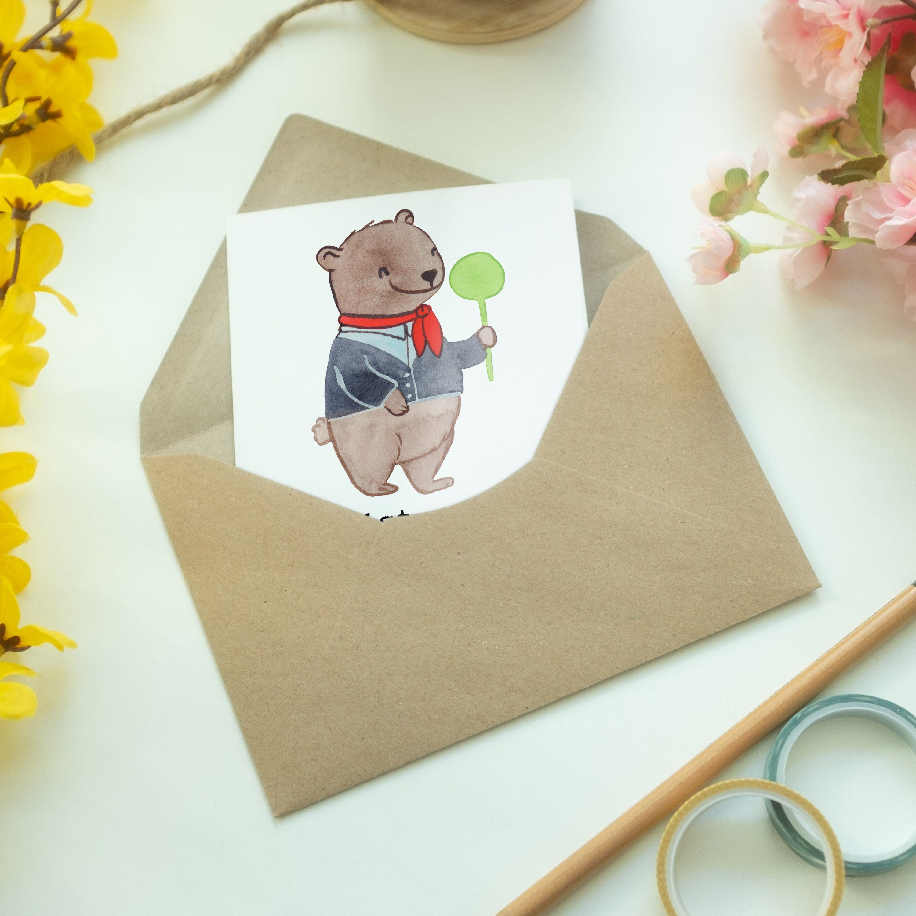 Herz Zugbegleiterin - Grußkarte mit & Einladungskarte, Panda Hochzeits - Mrs. Mr. Geschenk, Weiß