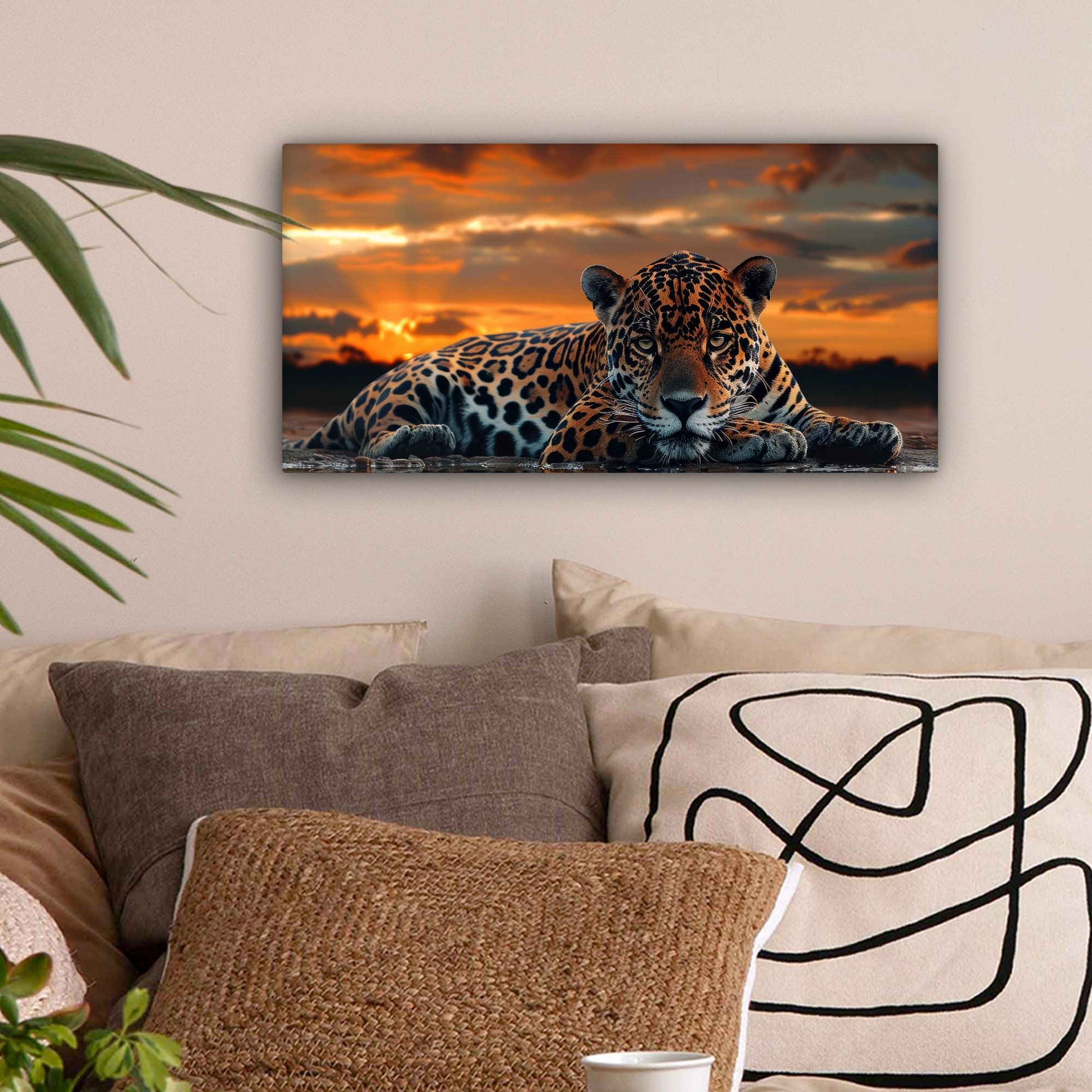 OneMillionCanvasses® Leinwandbild Panorama Natur - Leopard günstig online kaufen