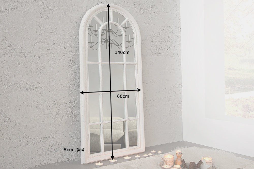 riess-ambiente Wandspiegel halbrund groß mit · Rahmen (Einzelartikel, 1-St), creme · Holz Deko · Wohnzimmer · · CASTILLO 140cm