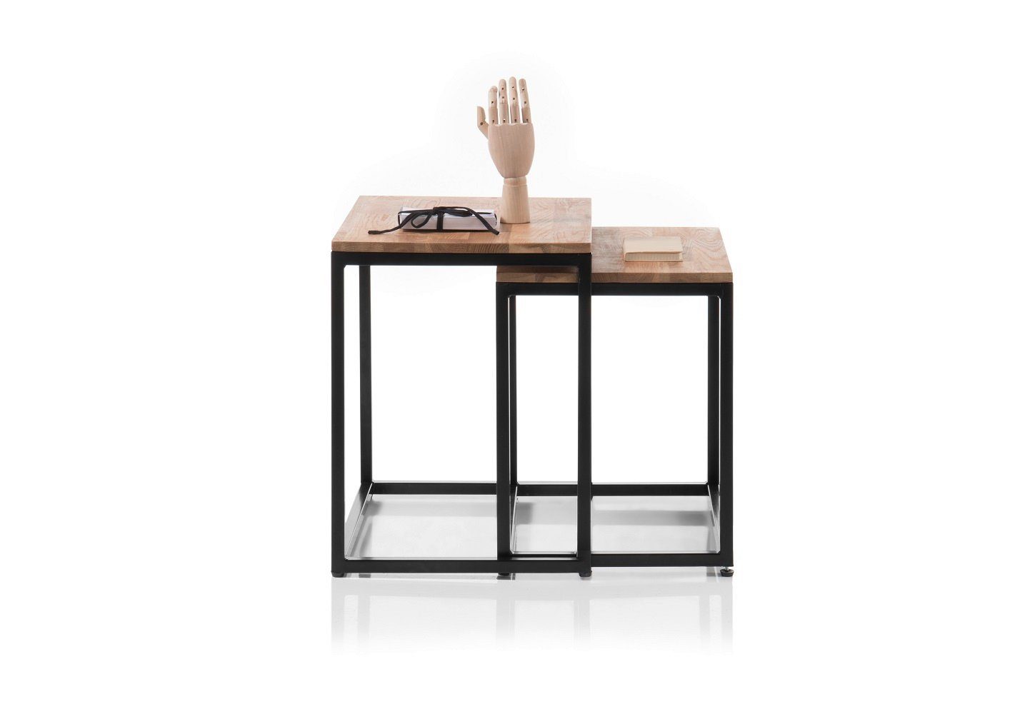 Sakur, furniture 2er Set MCA 50 Asteiche-massiv Couchtisch quadratisch schwarz cm geölt