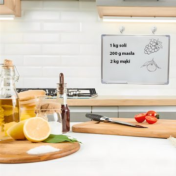 Retoo Magnettafel Whiteboard Memoboard Metallische Magnetpinnwand Wandtafel Board, (Set, Weiße Magnettafel, 3 Magneten, 1 Schleifschwamm), 60 x 45 cm, Magnetische Oberfläche