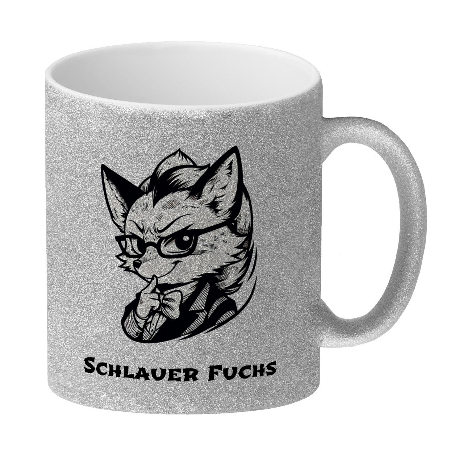 speecheese Tasse Schlauer Fuchs Manga Glitzer-Kaffeebecher