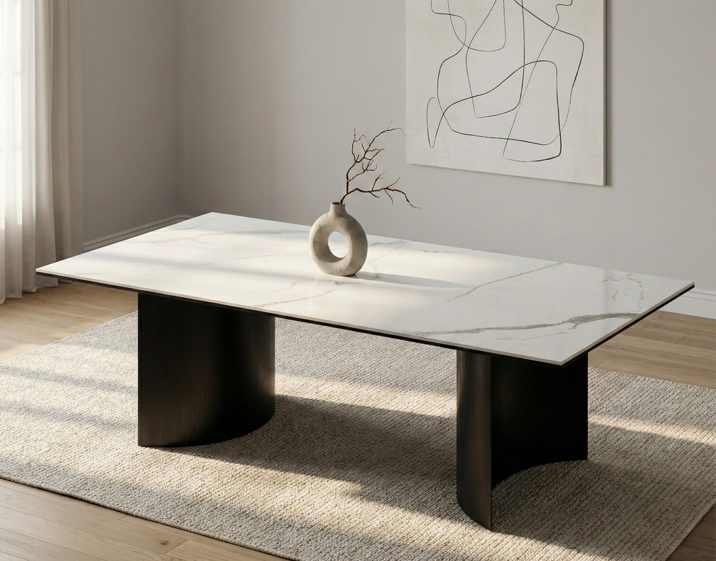 alesvelt Couchtisch Verona edles Marmor Design weiß mit speziell gefertigten Tischbeinen (1-Tisch), 127x66x45 cm