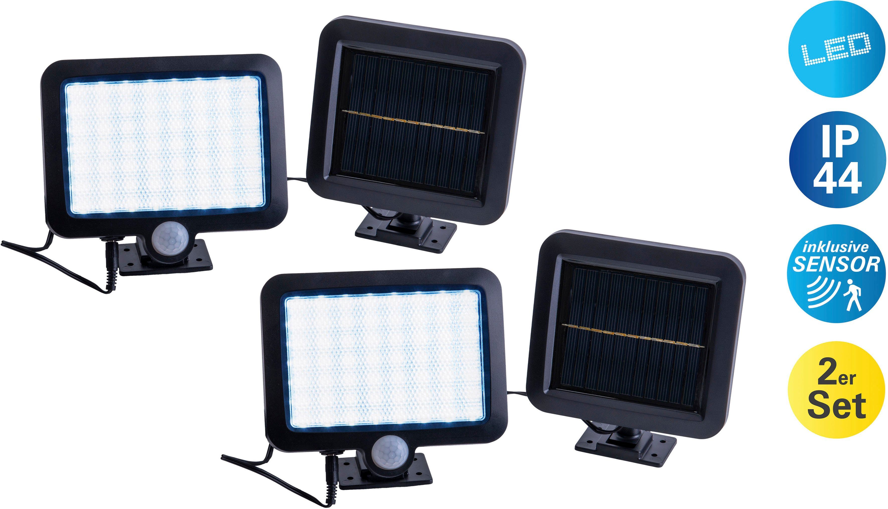 näve LED Solarleuchte Pepe, Bewegungsmelder, LED fest integriert, Kaltweiß, 2er Set, inkl. Bewegungsmelder Reichweite max. 5-8 m, kaltweiß | Solarleuchten