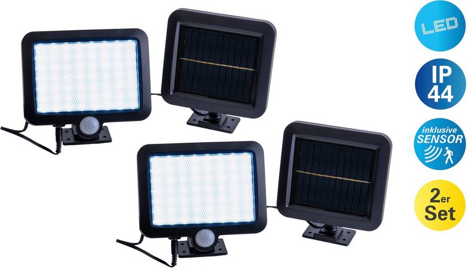 näve LED Solarleuchte Pepe, Bewegungsmelder, LED fest integriert, Kaltweiß,  2er Set, inkl. Bewegungsmelder Reichweite max. 5-8 m, kaltweiß