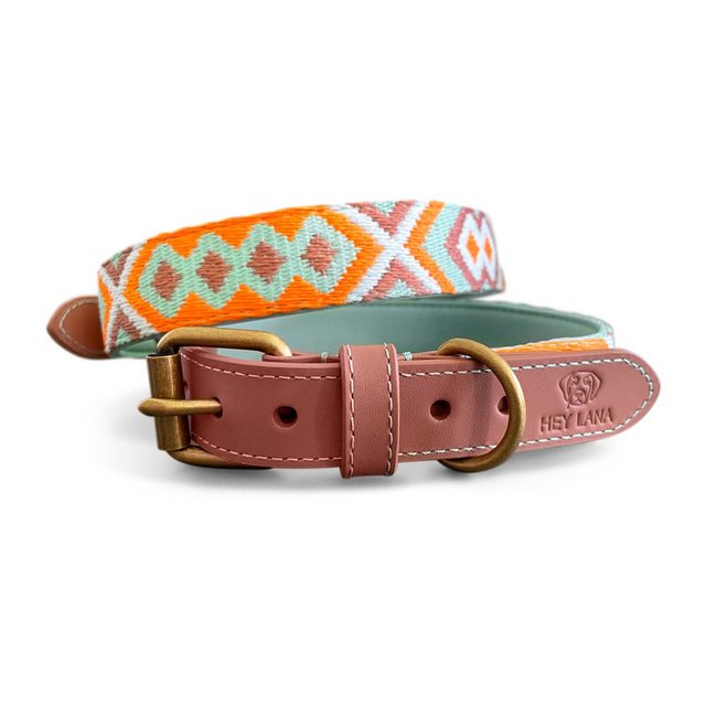 Hey Lana Hunde-Halsband Premium Hundehalsband – Très Chic – mint/orange