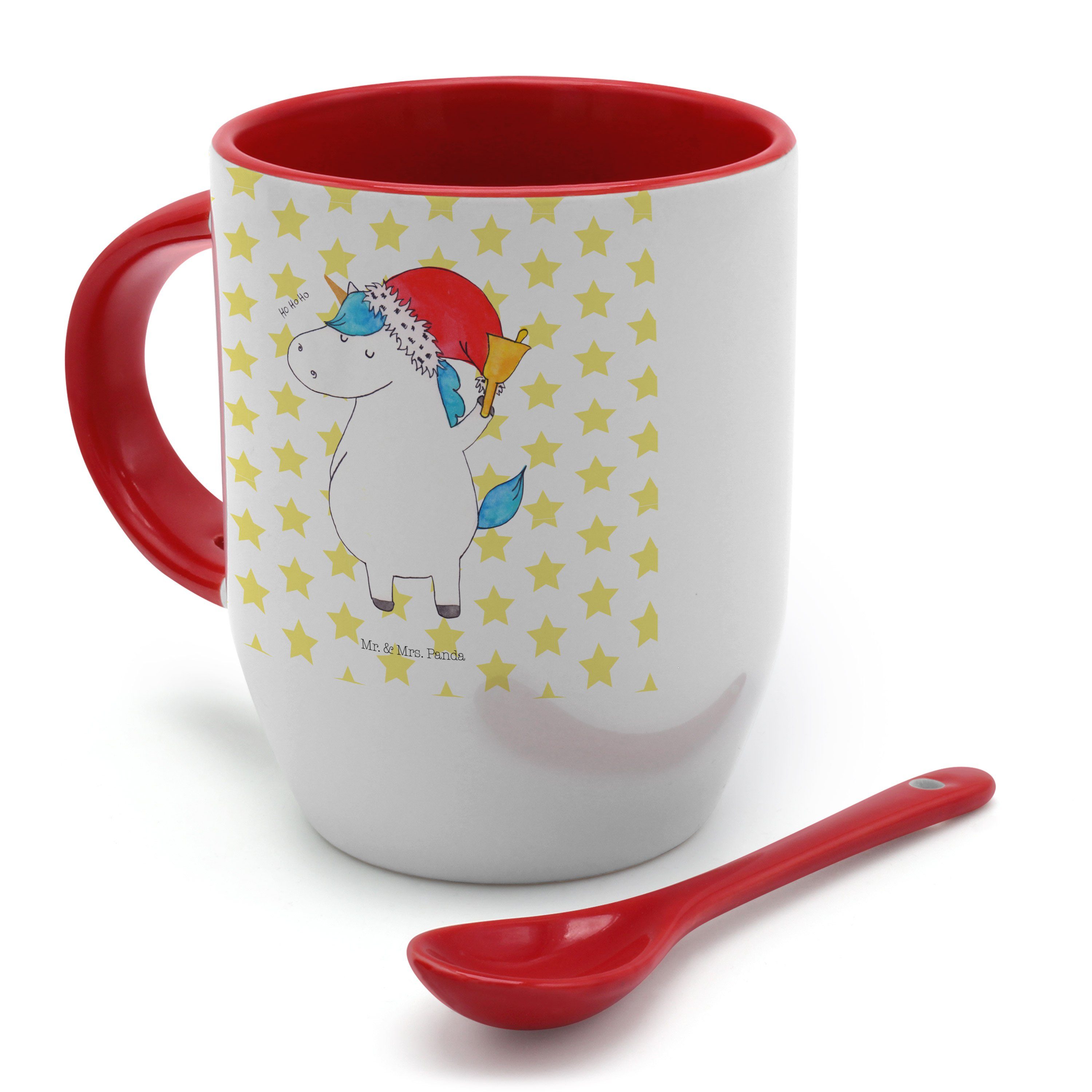 Weiß Weihnachtsmann Tasse Pegasus, mit Spruch, Panda & Einhorn Mrs. - Keramik Tasse Geschenk, Mr. -