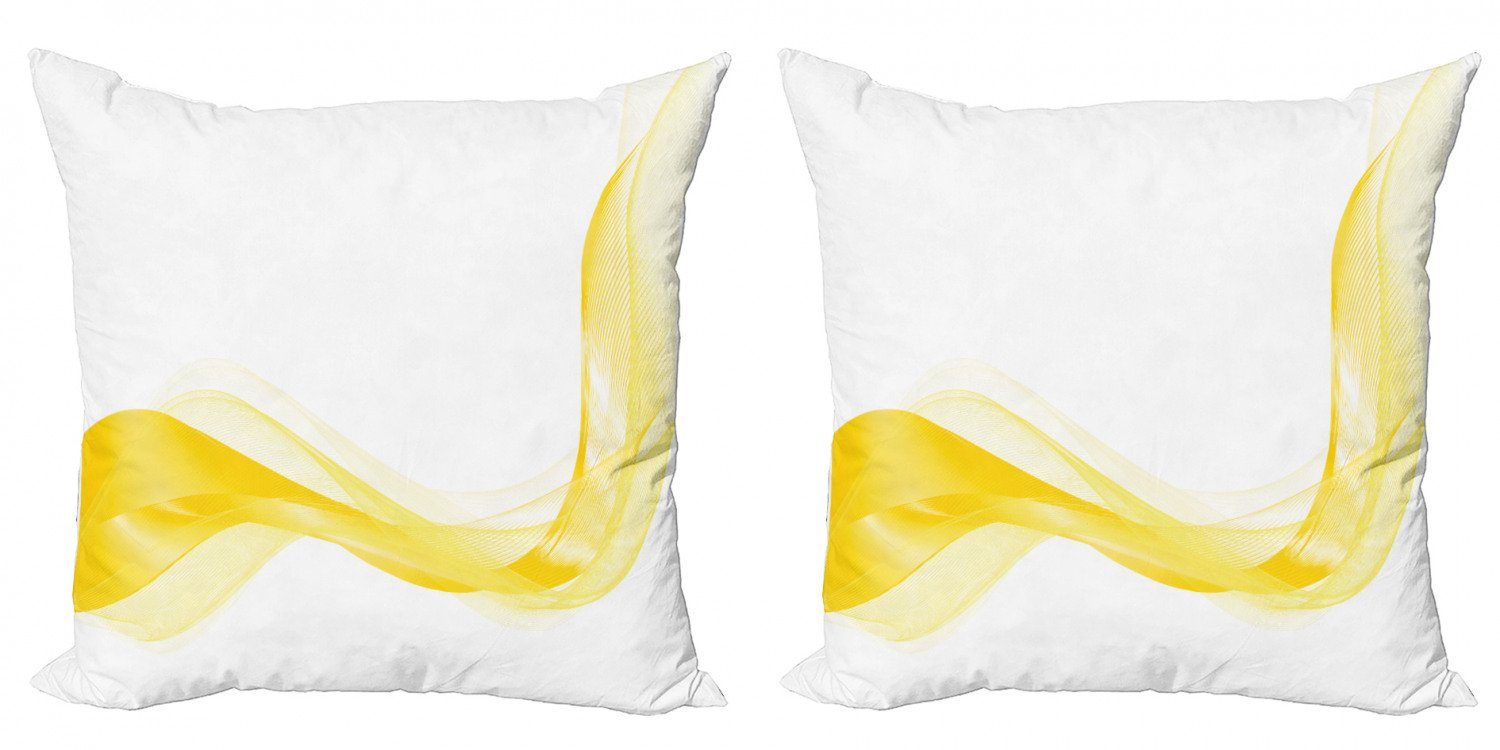 Waves Kissenbezüge Abakuhaus und Weiß Modern Stück), (2 Doppelseitiger Gelb Digitaldruck, Accent Linien