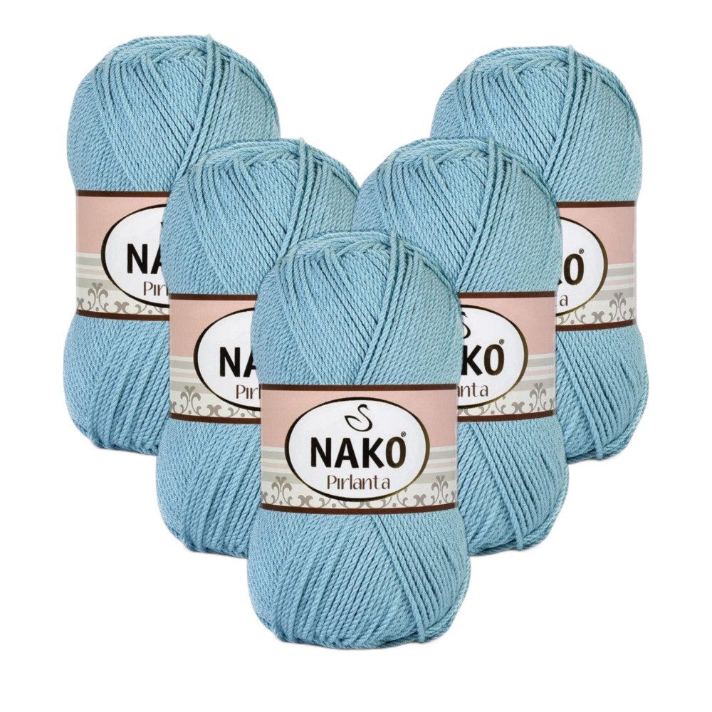 NAKO 5 x NAKO Pirlanta Häkelwolle, 225 m, Häkelgarn,Strickgarn,Amigurumi,Strickwolle