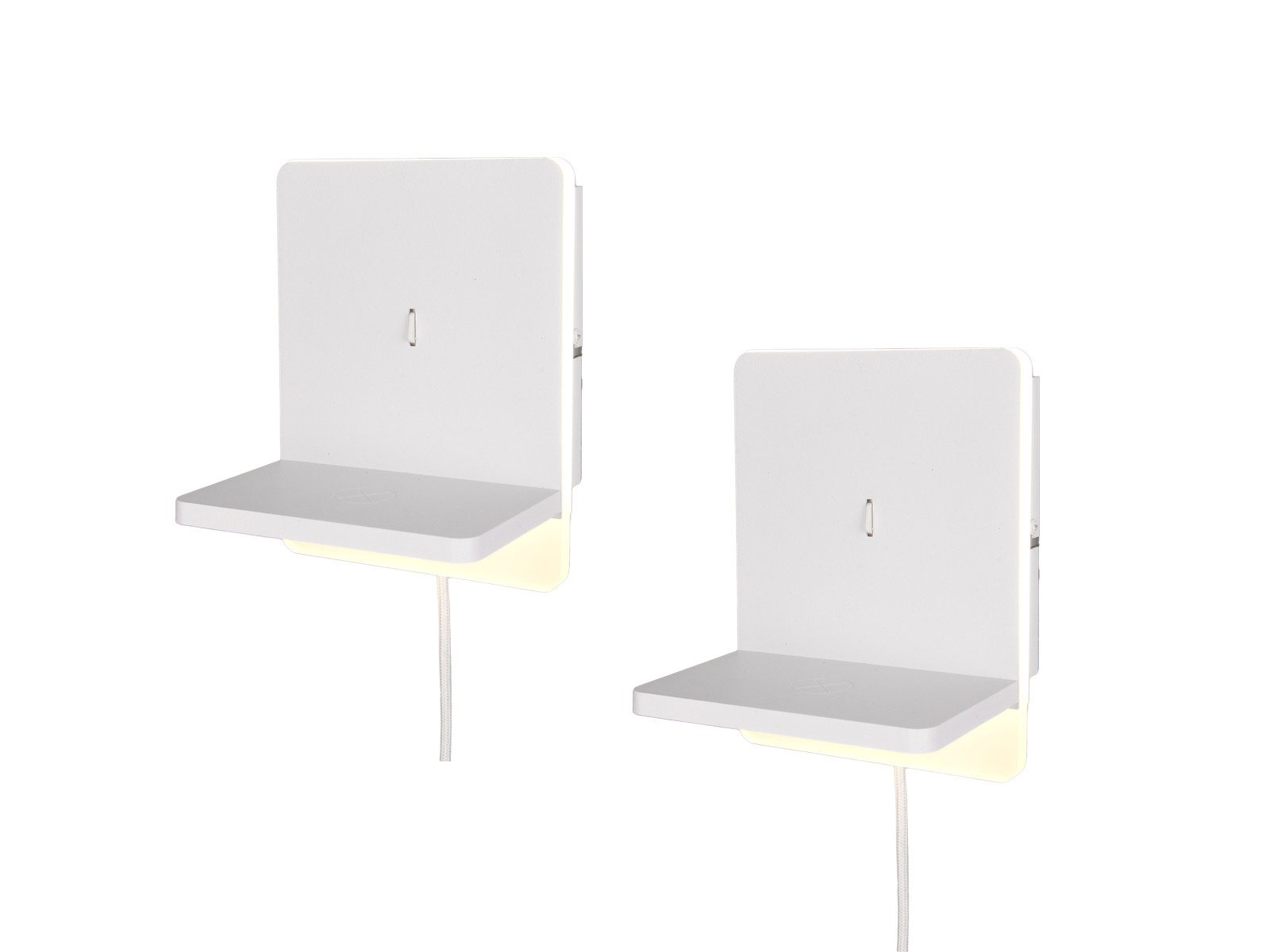 TRIO Leuchten LED Wandleuchte, Dimmfunktion, LED fest integriert, Warmweiß, 2er SET indirekte Wand-beleuchtung mit Schalter, Stecker Kabel H: 20cm