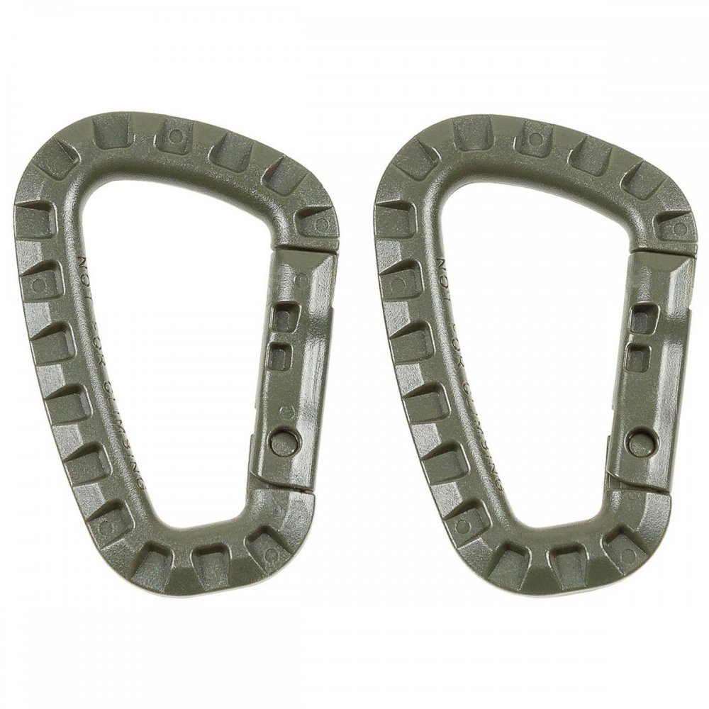 Karabiner Karabiner, Plastik, oliv, D 7 mm x 8,5 cm, 2er Pack