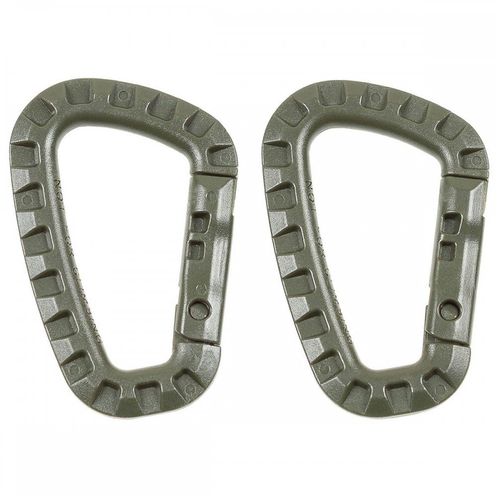 MFH Karabiner Karabiner, Plastik, oliv, D 7 mm x 8,5 cm, 2er Pack