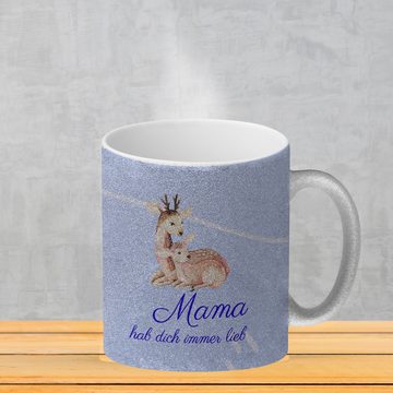 speecheese Tasse Mama hab dich immer lieb Glitzer Kaffeebecher Besonders geeignet als