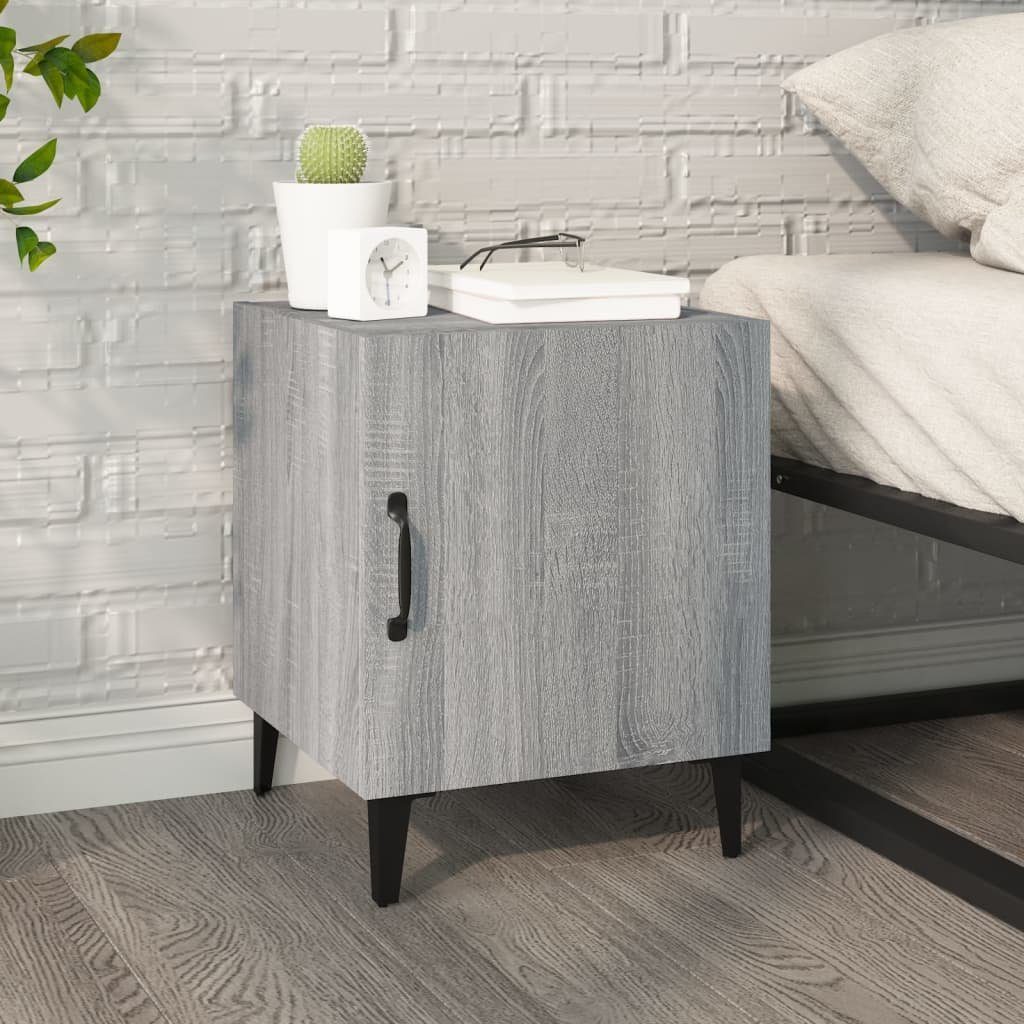 furnicato Nachttisch Grau Sonoma 40 x 40 x 50 cm aus Holzwerkstoff und Metall (2-St)