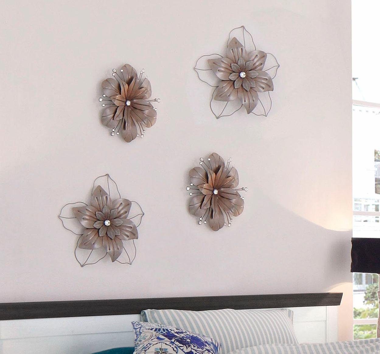 aus Perlmutt Wanddeko, Verzierung Blume Home mit Metall, Wanddekoobjekt (2er-Set), affaire