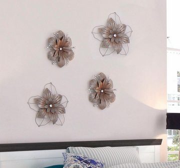 Home affaire Wanddekoobjekt Blume (2er-Set), Wanddeko, aus Metall, mit Perlmutt Verzierung