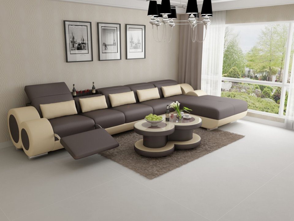 Couch Sofa Wohnlandschaft Ledersofa Ecksofa Ecksofa, Design JVmoebel Modern Eck