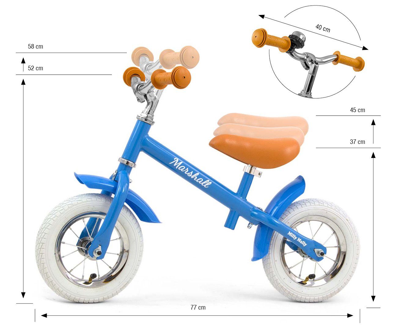 chrom Walking - Alter zoll Laufrad blau 10 Balancebike LeNoSa • • 2+ Lauflernrad •