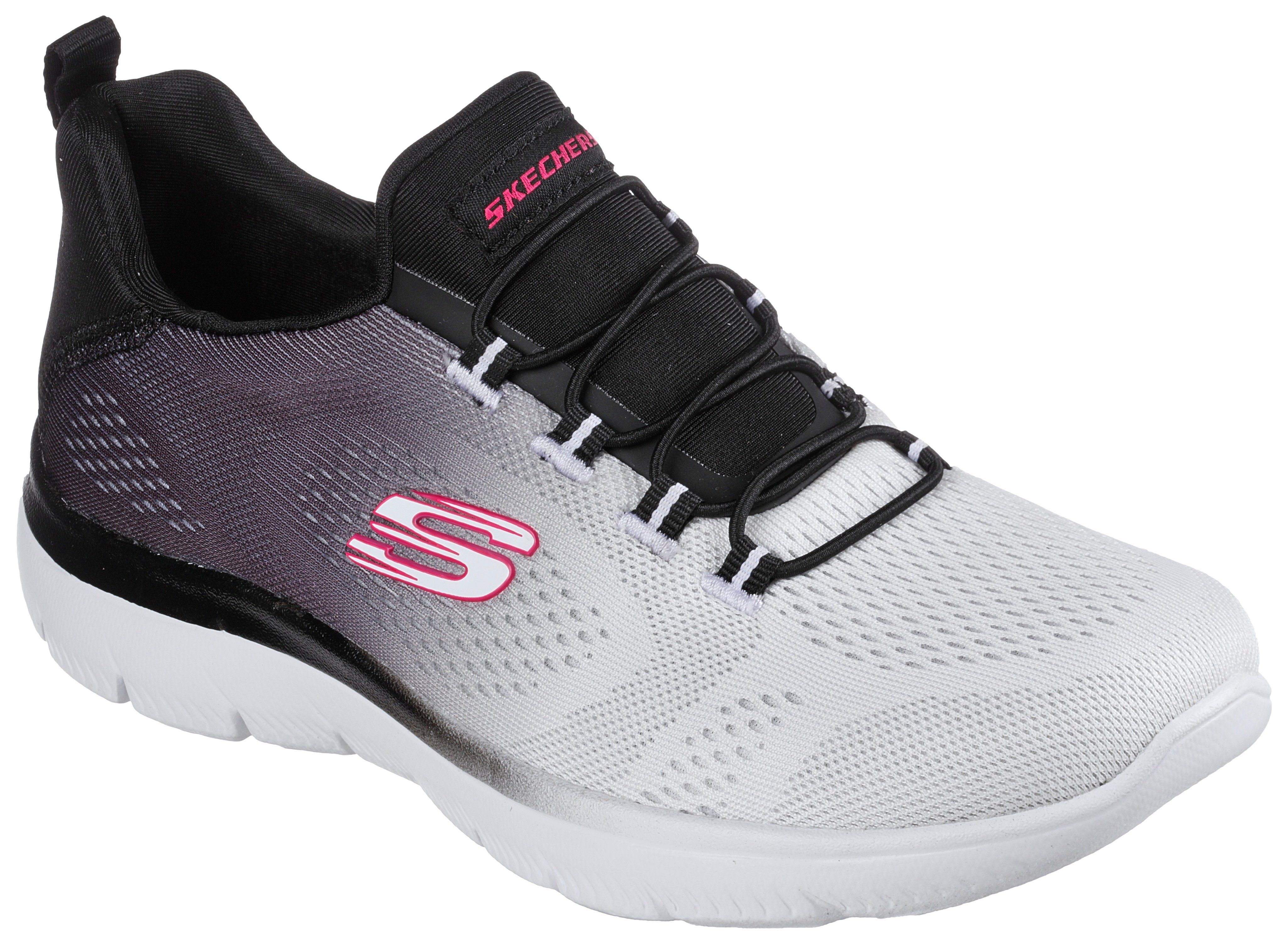 Skechers SUMMITS BRIGHT CHARMER Slip-On Sneaker mit schönem Farbverlauf schwarz-weiß
