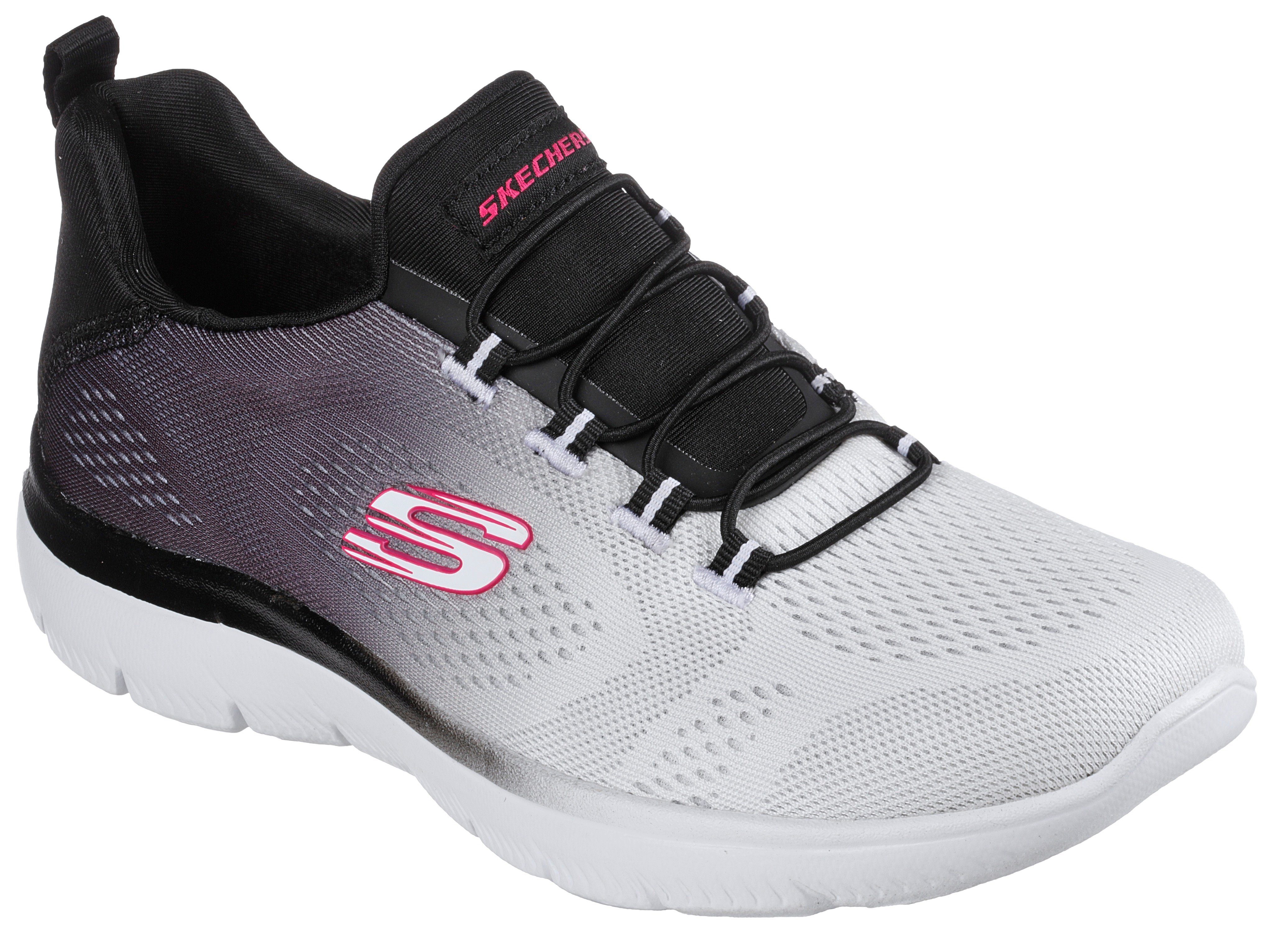 Skechers SUMMITS BRIGHT schwarz-weiß Sneaker Farbverlauf schönem mit Slip-On CHARMER