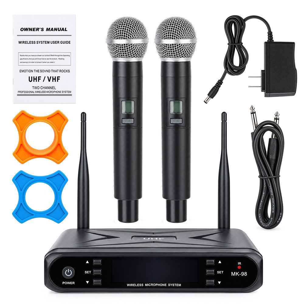 nsihing Mikrofon Dual Mikrofon Kabellos System, Funkmikrofon drahtloses Karaoke Mikro, Set Wireless Microphone mit Empfänger für Hochzeit …