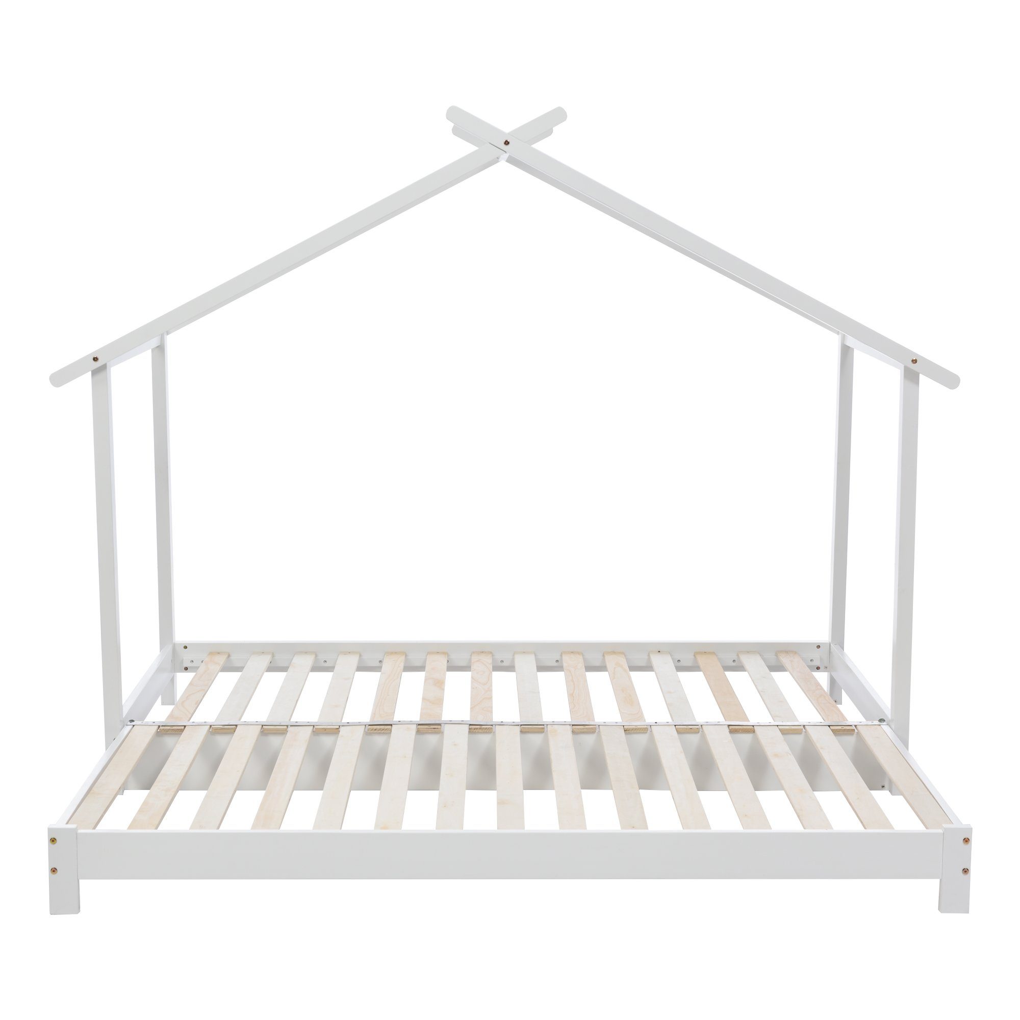 natur x Lattenrost Kinderbett Kinderbett Matratze Einzelbett WISHDOR weiß, umbaubar (mit 90 Hausbett /180 Bett 190cm Bett ohne Bodenbett),