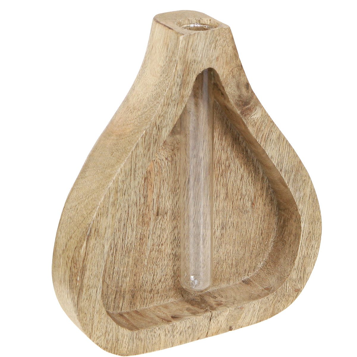 Tischvase Minivase Glas Reagenzglas Holz Deko Klar 17cm 2er Set