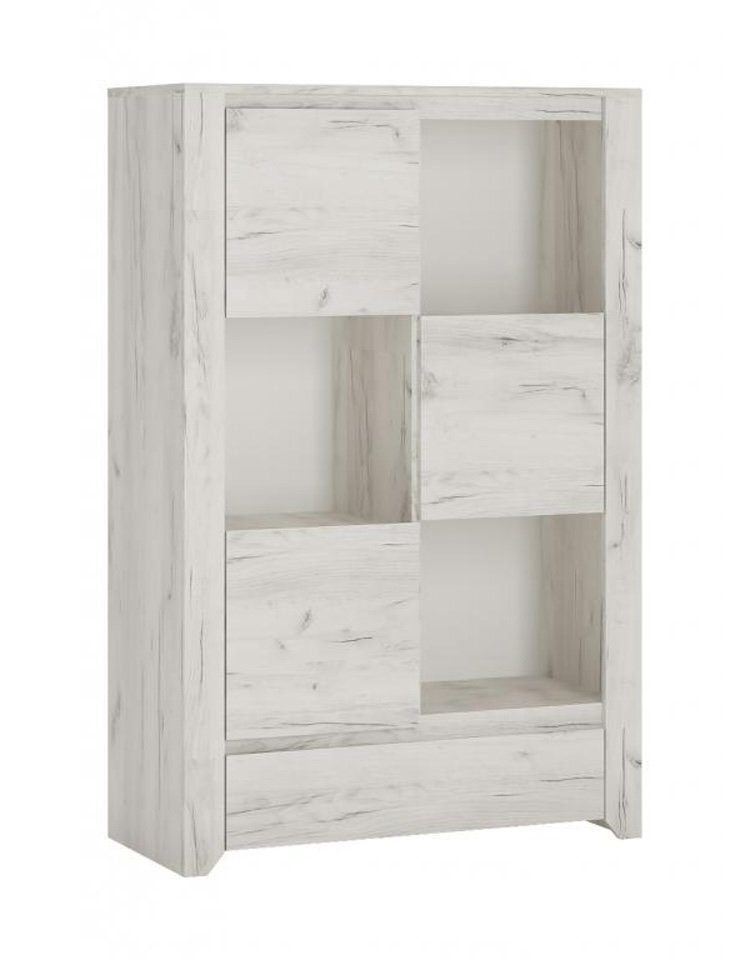 Feldmann-Wohnen Stauraumschrank Angel (3 offene Fächer, 3 Türen, dahinter jeweils 1 Fach, 1-St., ganz unten 1 Schubkasten) 84cm weißeiche mit Griffmulden