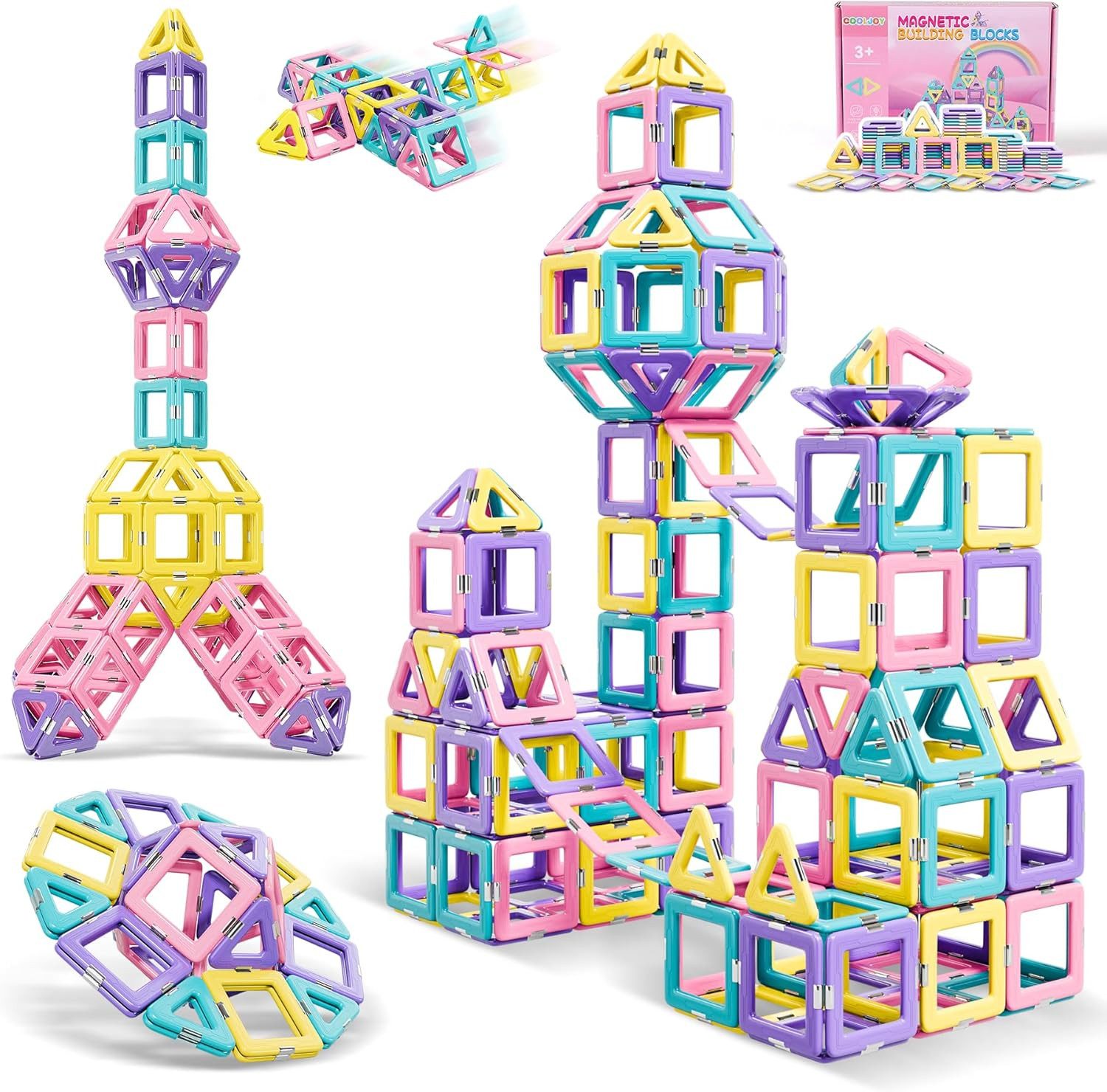 POPOLIC Magnetische Bausteine 40Teile, Magnetbausteine Spielzeug ab 3 Jahre Magnetspielbausteine, (40 St., MagnetSpielzeug Magneten Kinder Spielzeug ab 3 4 5 6 7 8 Jahre), für Junge Mädchen Bauklötze Kinderspielzeug
