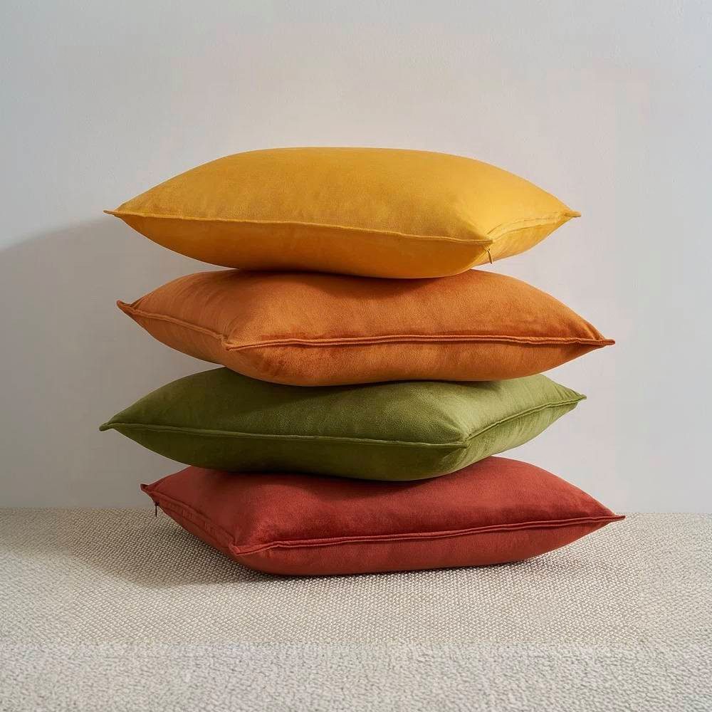 Topfinel Kissenbezüge 4er Set 40x40 & 50x50 cm aus weichem Samt-flauschig mit Farbverlauf, Kissenhülle ohne Füllung – Dekokissenbezug aus Samt für Sofa & Bett