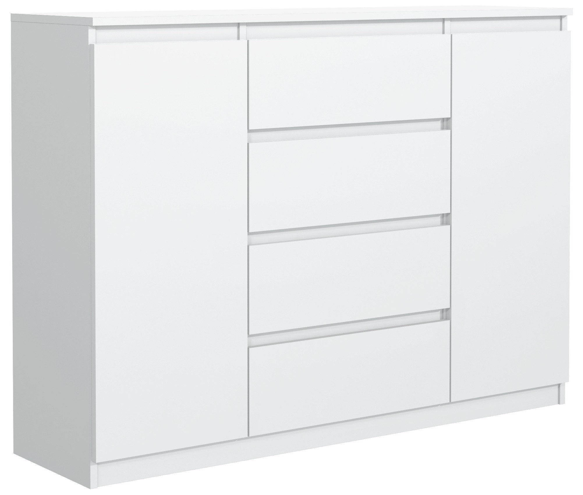 Raumhirsch Furniture Kommode, Sideboard, Kommode für das Schlafzimmer - Wohnzimmer (Maße: 120 × 39 × 101,5 cm, 2 Türen, 4 Schubladen, Rollenschienen), viele Farbvarianten - Hochwertig & stabil