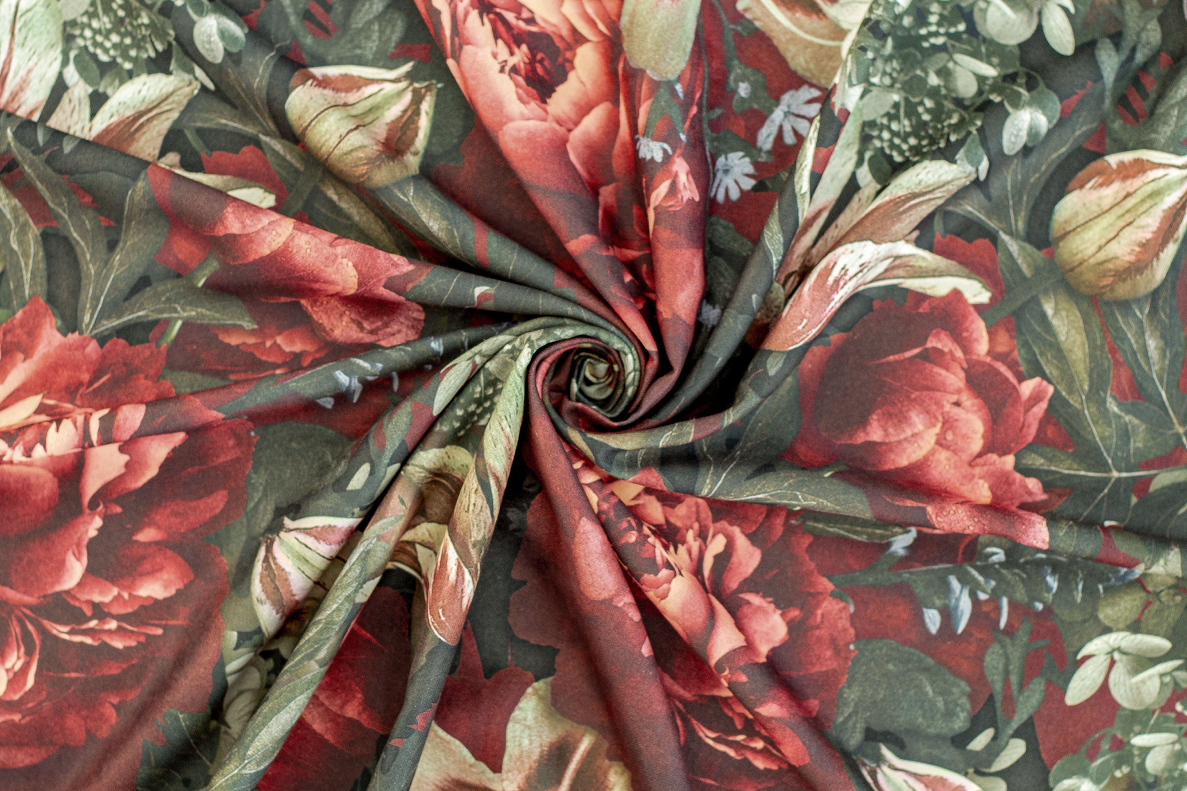 Vorhang Roja, HOMING, verdeckte rot, floral, Jacquard, Schlaufen Wohnzimmer, blickdicht, blickdicht, St), Schlafzimmer (1 Blumen, rose