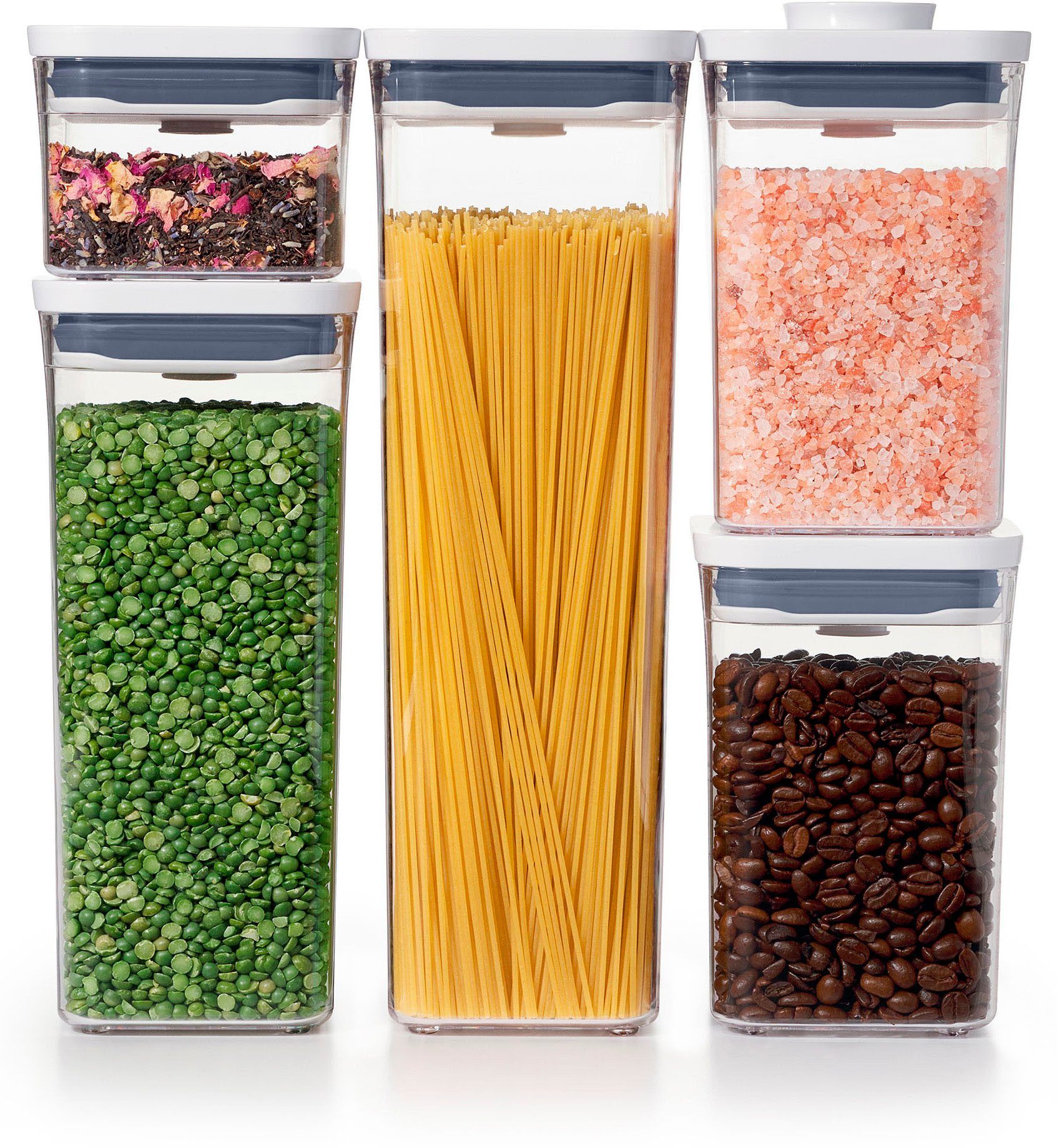 OXO Good Grips Aufbewahrungssystem POP, Kunststoff, (Set, 5-tlg), luftdicht, stapelbar, platzsparend, spülmaschinenfest