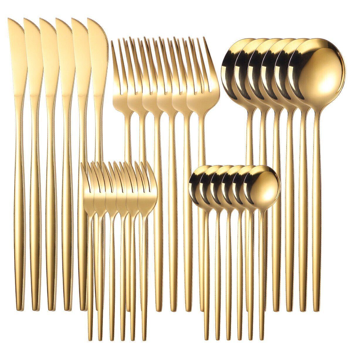 Coisini Besteck-Set 60tlg.Edelstahl Gold Besteckset für 12Personen Spülmaschinenfest