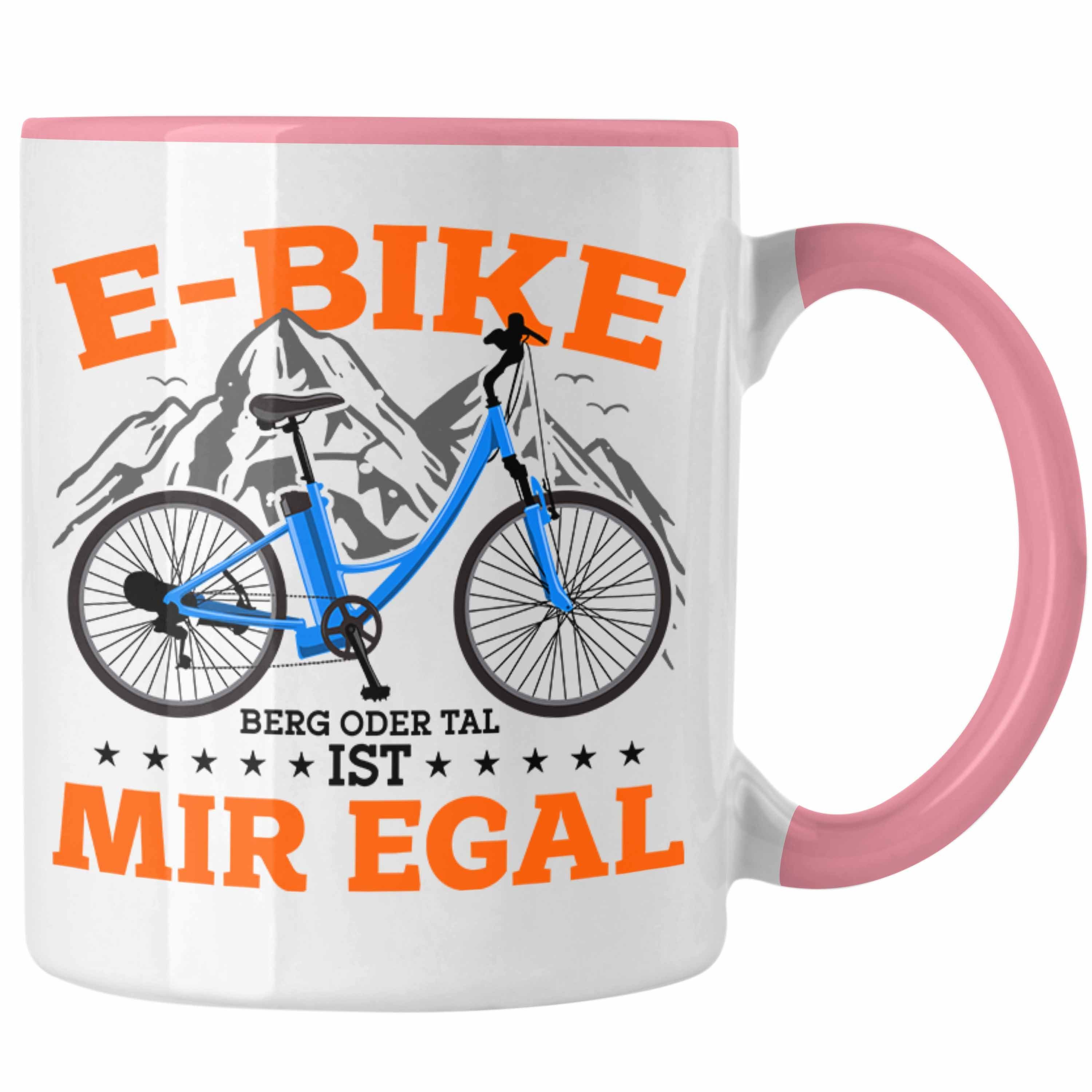 Trendation Tasse Lustige Tasse E-Bike Fans Geschenk E-Bike Sprüche Geschenkidee Rosa