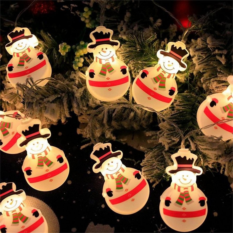Discaver LED Dekofigur Weihnachtsbaum-Schneemann-Dekorationslichter,  Weihnachtsbeleuchtung, 3 m, 20 LEDs, batteriebetrieben, wasserdicht