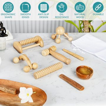 Belle Vous Dekoobjekt Belle Vous 6-in-1 Massage Set mit Holz-Massagegeräten & Baumwolltasche
