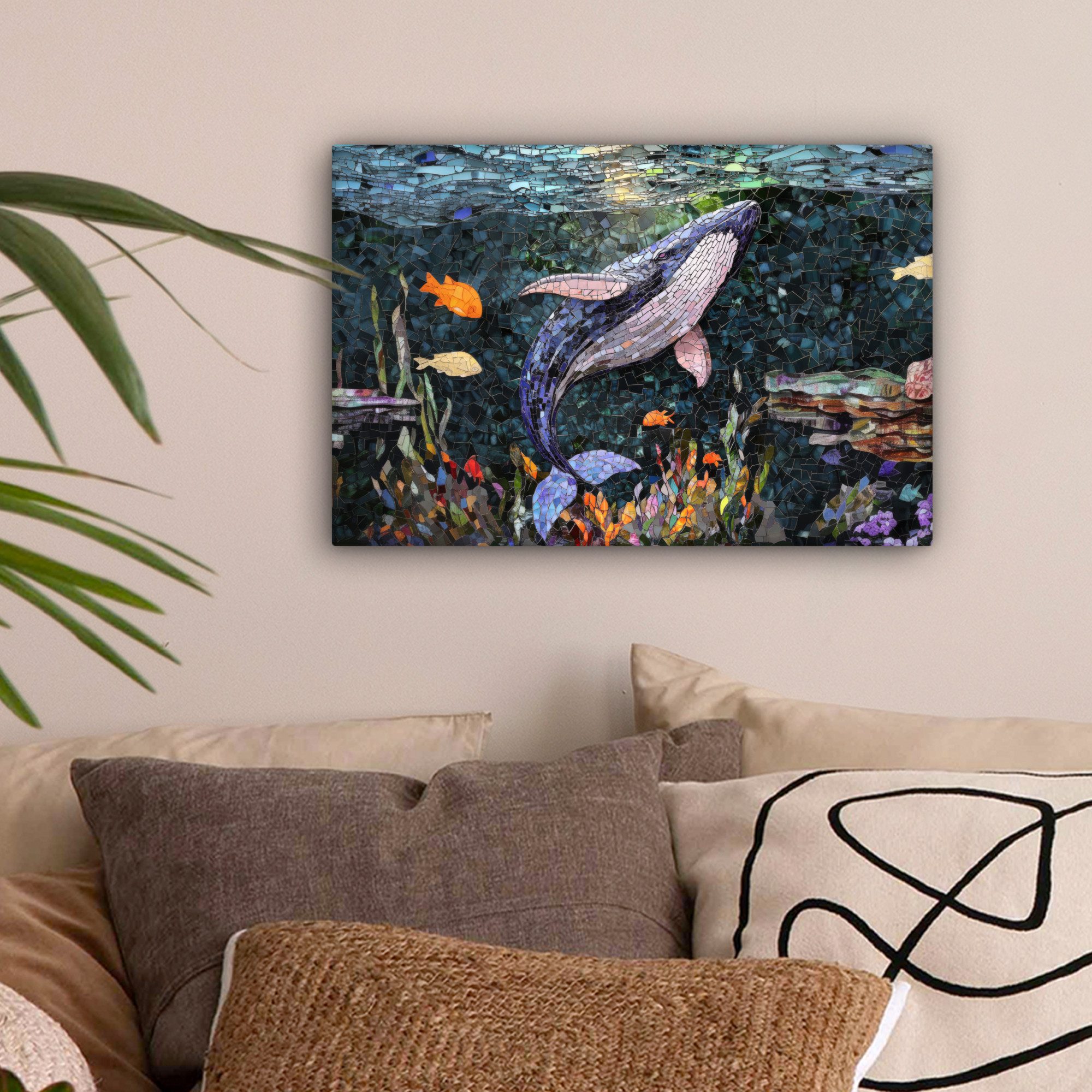 OneMillionCanvasses® Leinwandbild Mosaik - Wal - günstig online kaufen