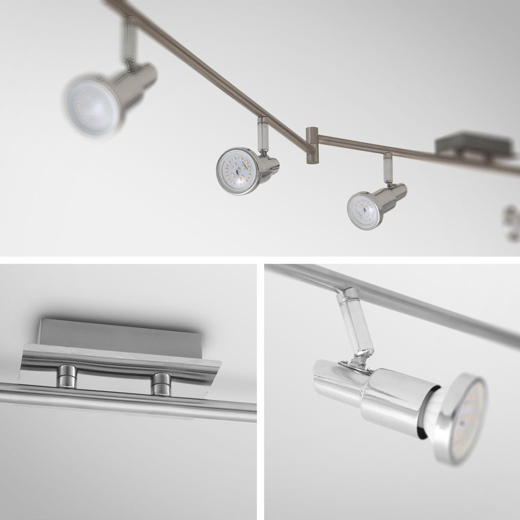 B.K.Licht Deckenleuchte moderne LED Deckenlampe 6-flammig 180cm Metall matt-nickel - BKL1207, LED wechselbar