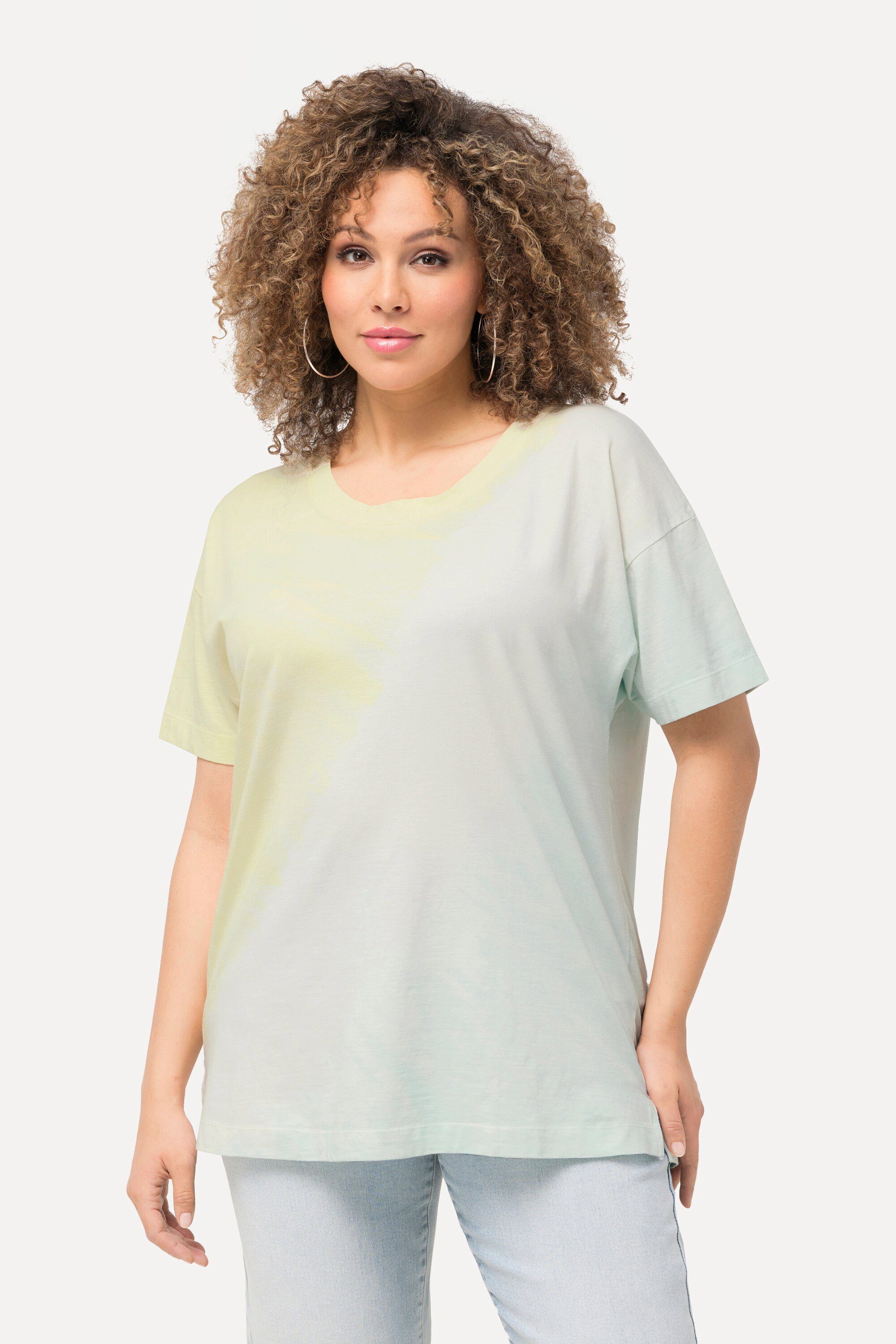 Ulla Popken T-Shirt T-Shirt Spray-Druck Rundhals günstig online kaufen