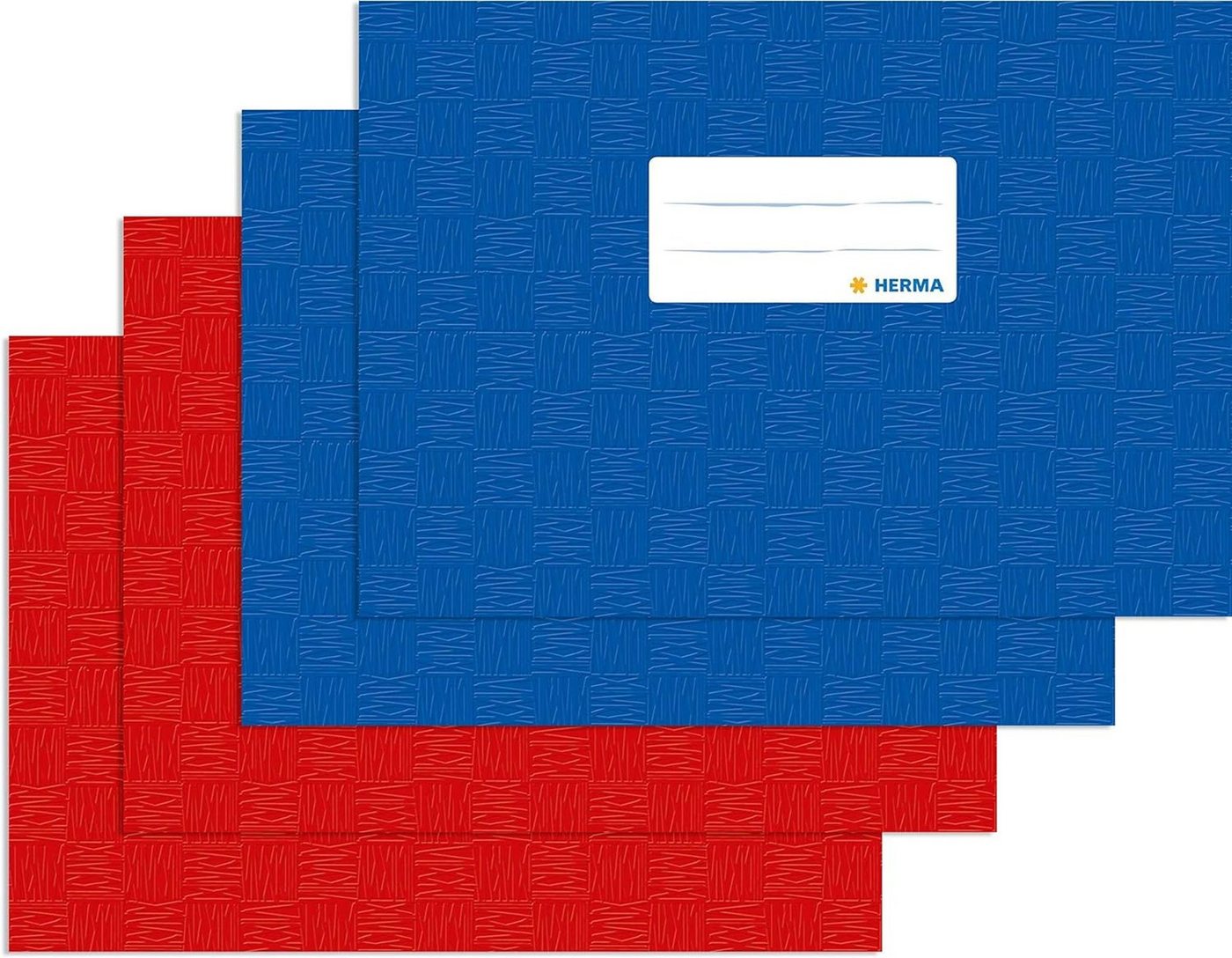 ADINA Präsentationsordner Heftumschläge A5 quer Kunststoff 2x blau + 2x rot, gedeckt