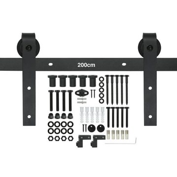 Natural Goods Berlin Schiebetür System MODELL J (1-St), Scheunentor, Küchentür, Raumtrenner, Barn Door, Schwarz, Modell J 200