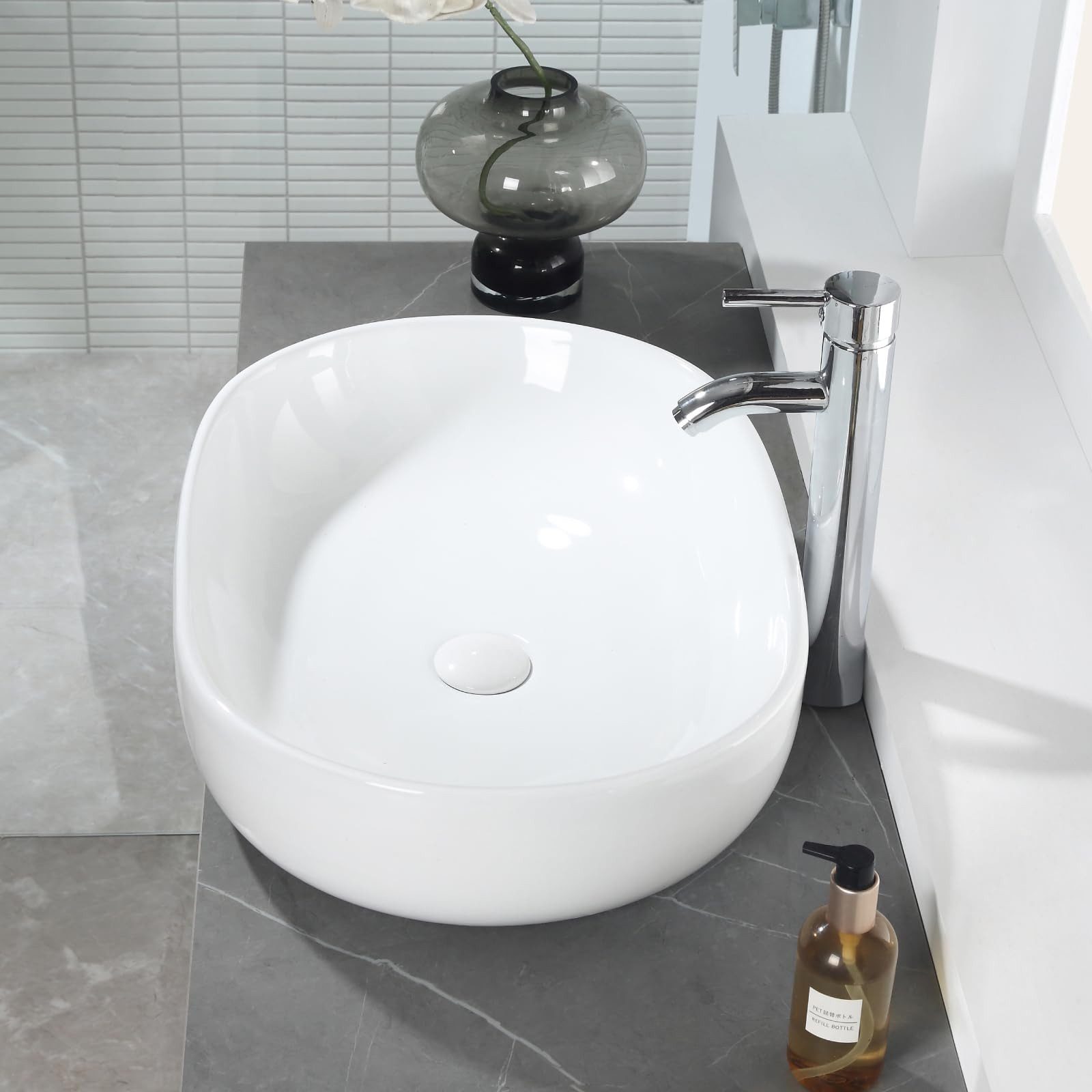 HOROW Waschbecken Aufsatzwaschbecken Oval - Waschbecken günstig online kaufen