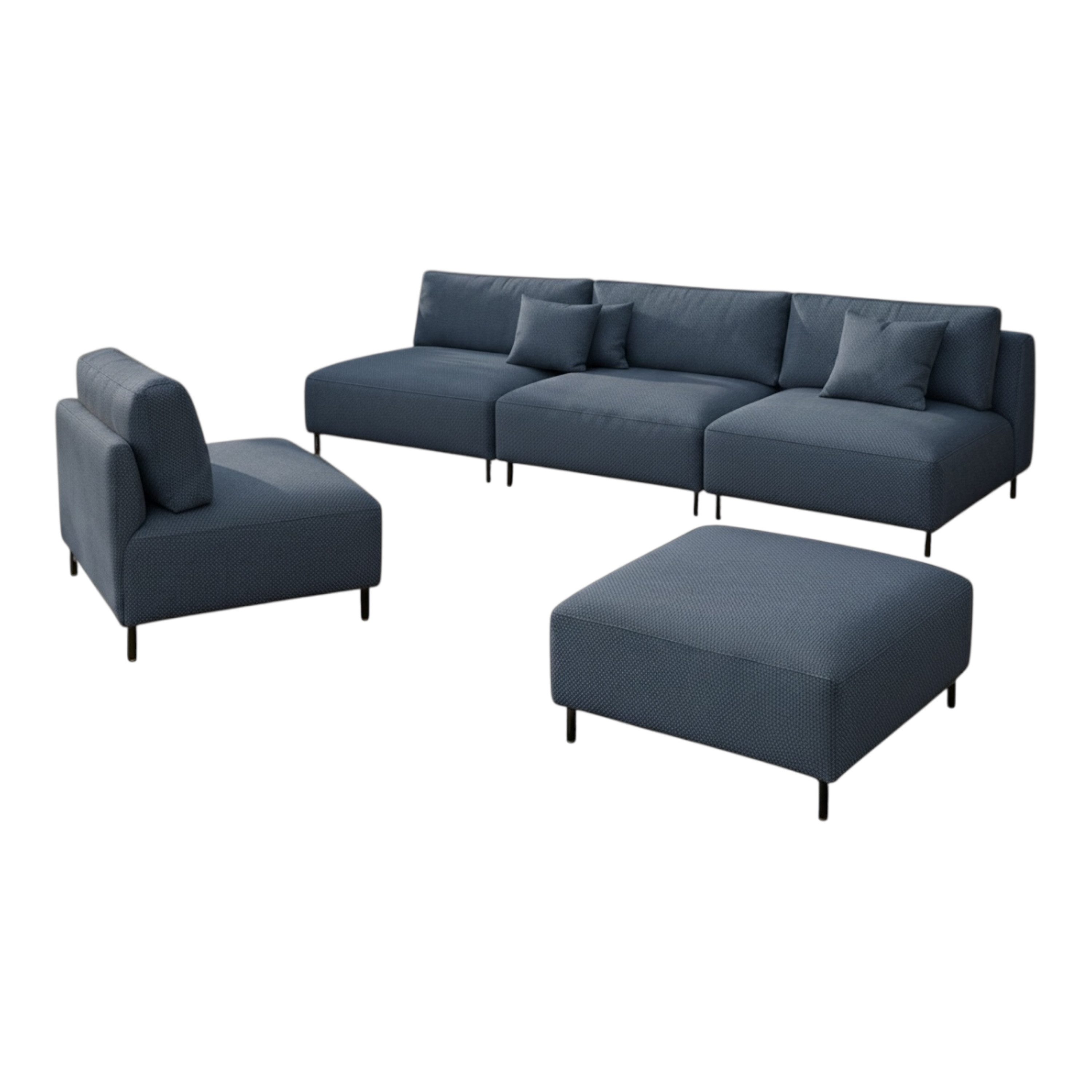 A&J MöbelLand GmbH Gartenlounge-Set Outdoor Lounge Set SUN – Sofa, Sessel und Hocker, (Outdoor Lounge Set für Garten und Terrasse, 3-teiliges modernes Garten Lounge Set), Wetterfestes Lounge Set für Garten und Terrasse