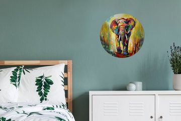 MuchoWow Wandsticker Elefant - Kunst - Malerei - Tiere - Regenbogen (1 St), Tapetenkreis für Kinderzimmer, Tapetenaufkleber, Rund, Wohnzimmer