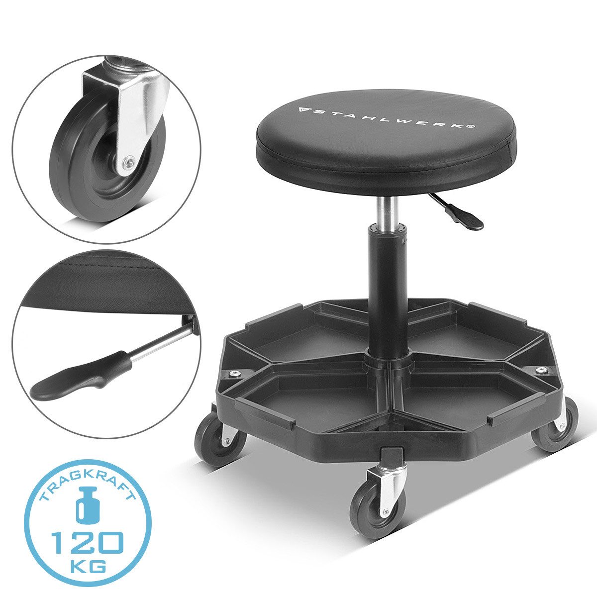STAHLWERK Werkstattwagen WRH-57 ST Schwarz mit 120 kg Tragkraft, max. Tragl günstig online kaufen